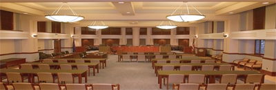 An image of the USITC hearing room in Washington, DC